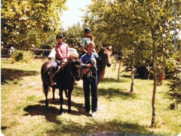 Marcus on Rajah, Louise on Melanie and me with Claudia at Waikouaiiti